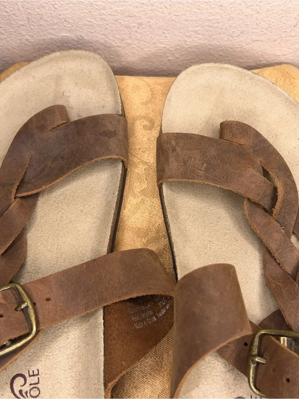 Size 8 Womens Mountain Some Brown Leather Sandals Braided Hippie Beach Boho